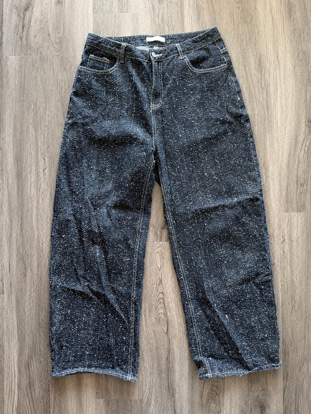 OAK + FORT Black Speckled Wide-Leg Jeans